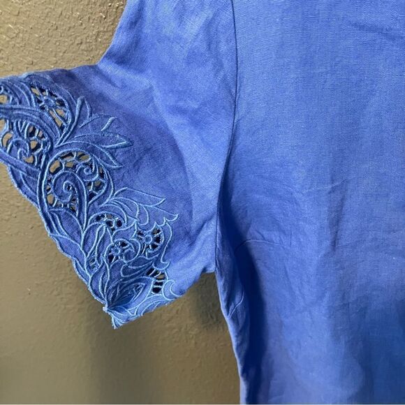 Chicos Eyelet-Sleeve Linen Dress 3/XL/16 - Picture 6 of 13
